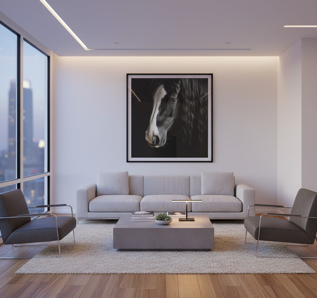 Ebony and Ivory Photorealistic Digital Artwork DIY Downloadable and Printable Wall Art Print in Modern Style Living Room