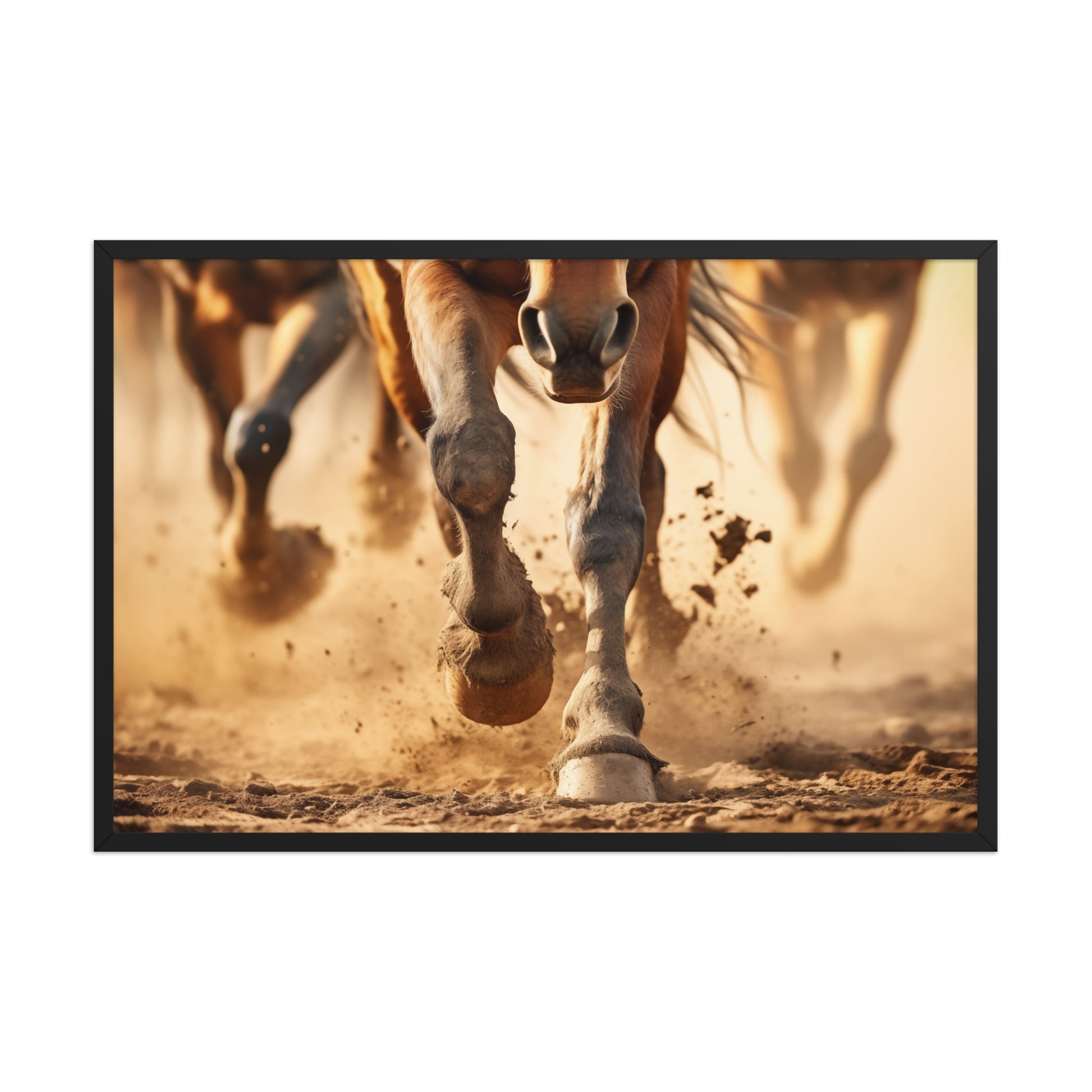 Equine Exodus Running Horses Photorealistic Digital Artwork Framed Wall Art Print