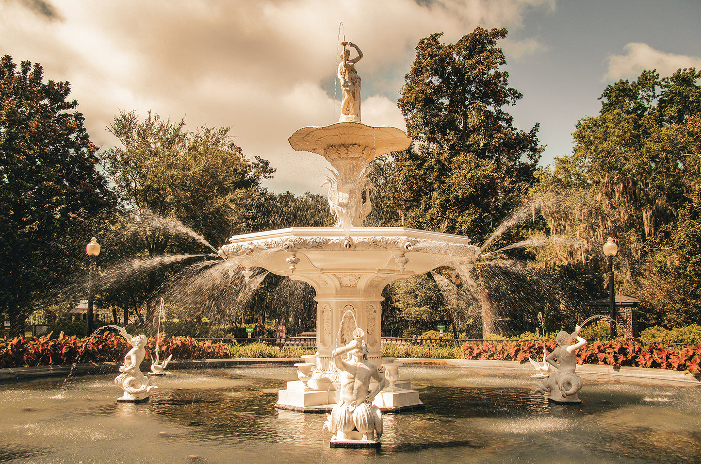 Fountain Forsyth Park Savannah Ga 3 Canvas Wall Art Prints