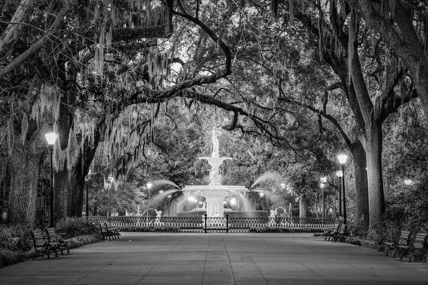 Fountain Forsyth Park Savannah Ga 4 Canvas Wall Art Prints