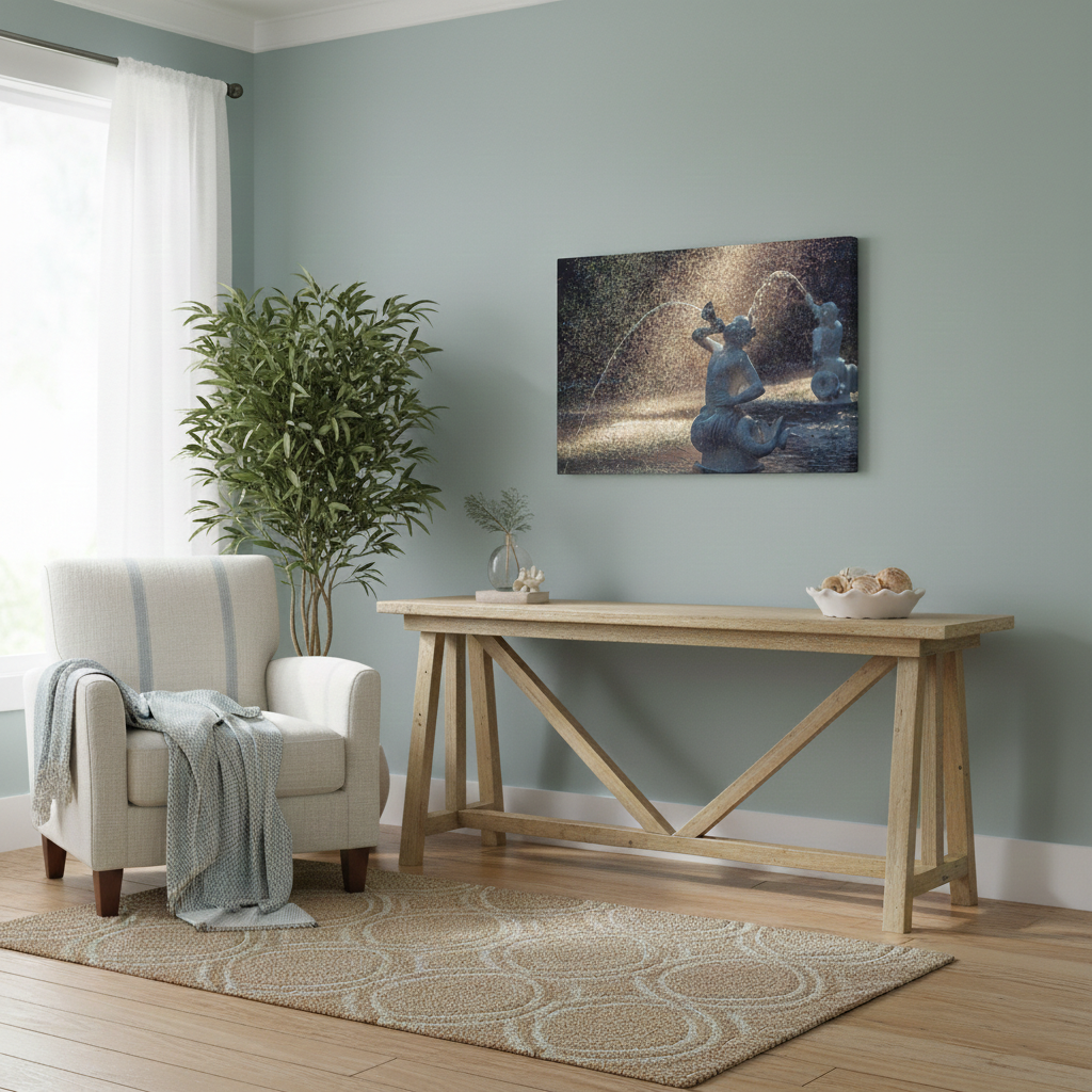 Fountain Forsyth Park Savannah Ga Architectural Photograph Wall Art Print Canvas in Coastal Style Living Room