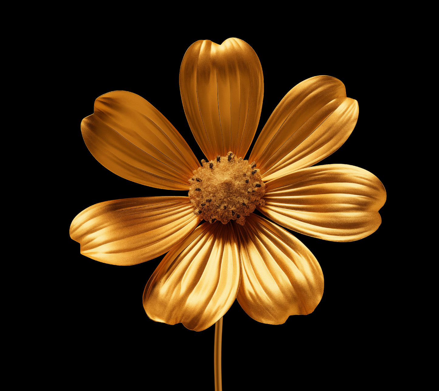 Golden Bloom Floral Gold Color Photorealism - Digital Artwork Loose Art Print