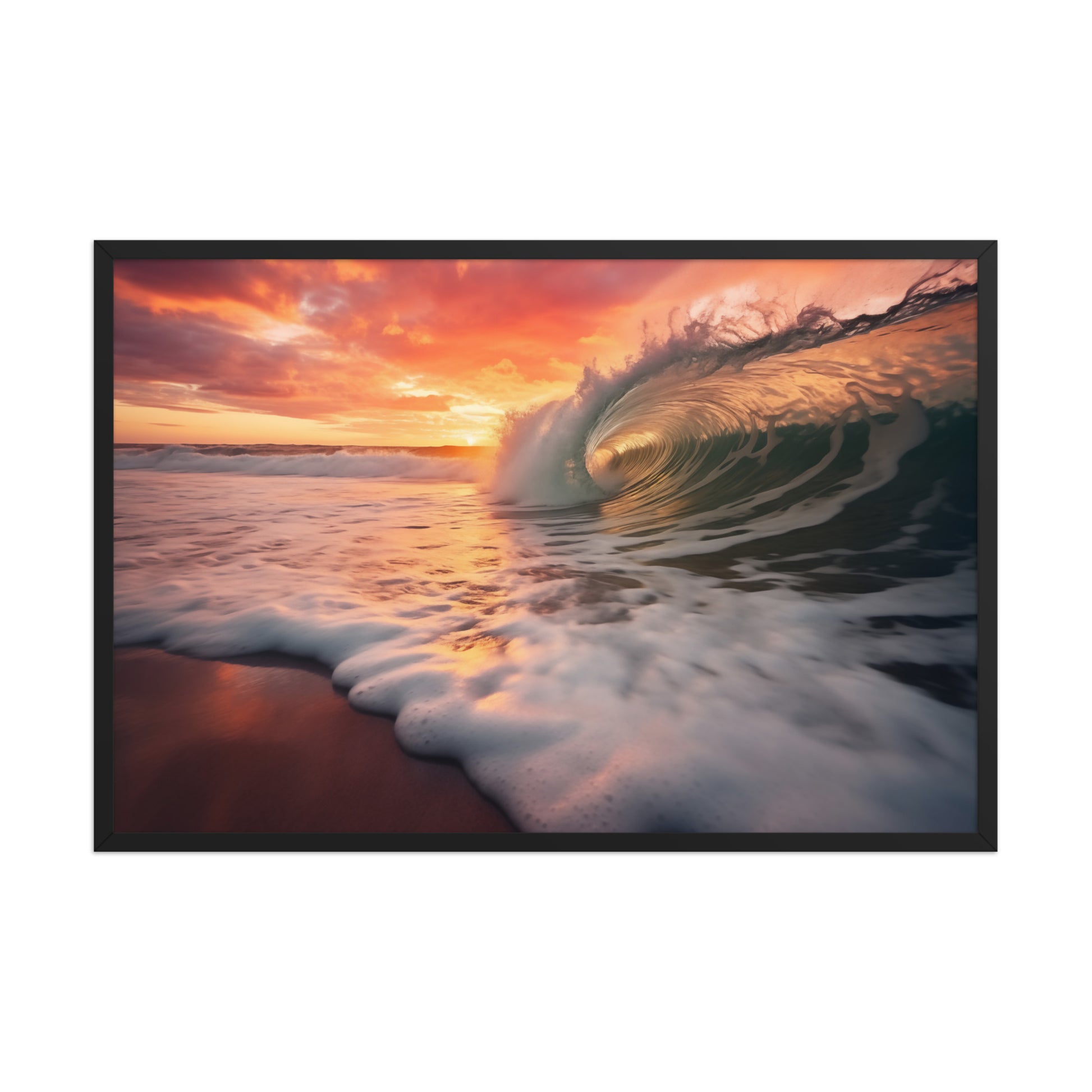 Golden Barrel Photorealistic Painting Digital Coastal Artwork Framed Art Print 24 x 36