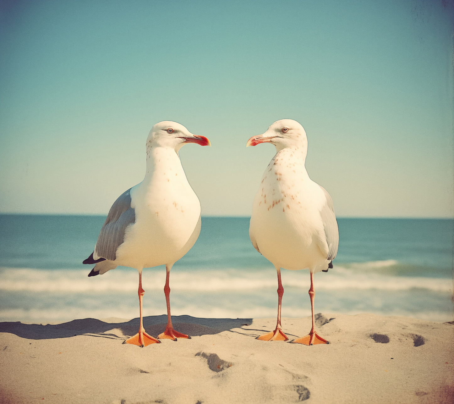 Guardian Angels of the Coast Seagulls Vintage Retro Subdued Seagulls Photorealism - Digital Artwork Loose Art Print