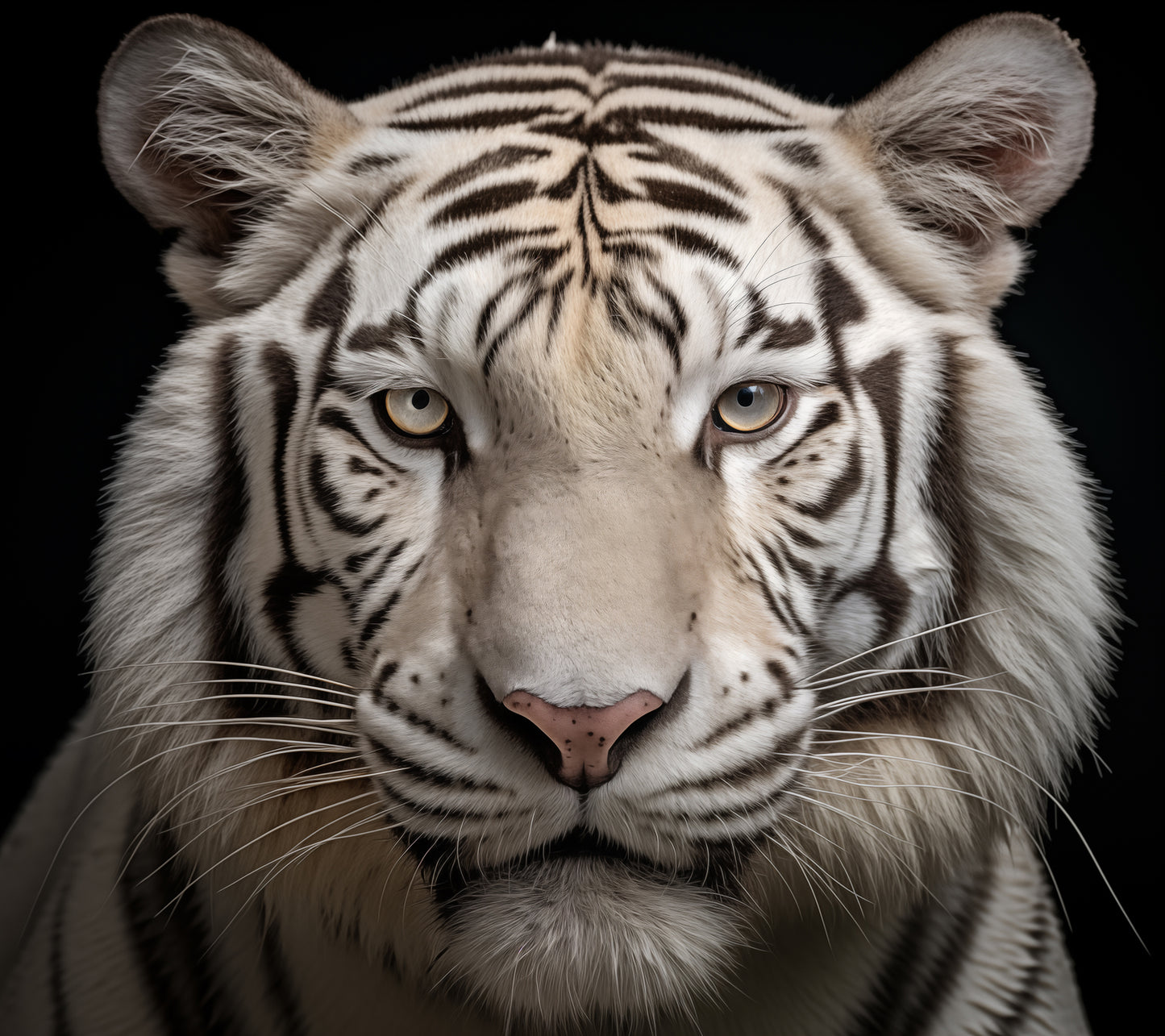 Hallway Wall Art Prints: Albino Majesty White Tiger Photorealism Painting - Digital Artwork Loose Art Print