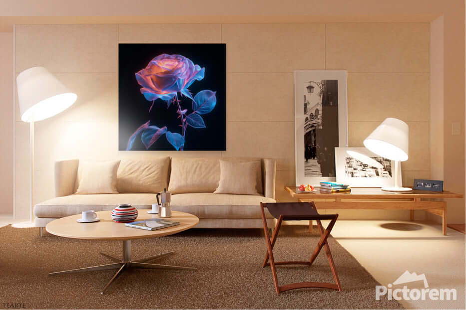 Fantasy Bloom Digital Art Print | Neon Bioluminescent Rose | Downloadable Abstract Art | Versatile Print Sizes Up to 40x60 DOWNLOADABLE