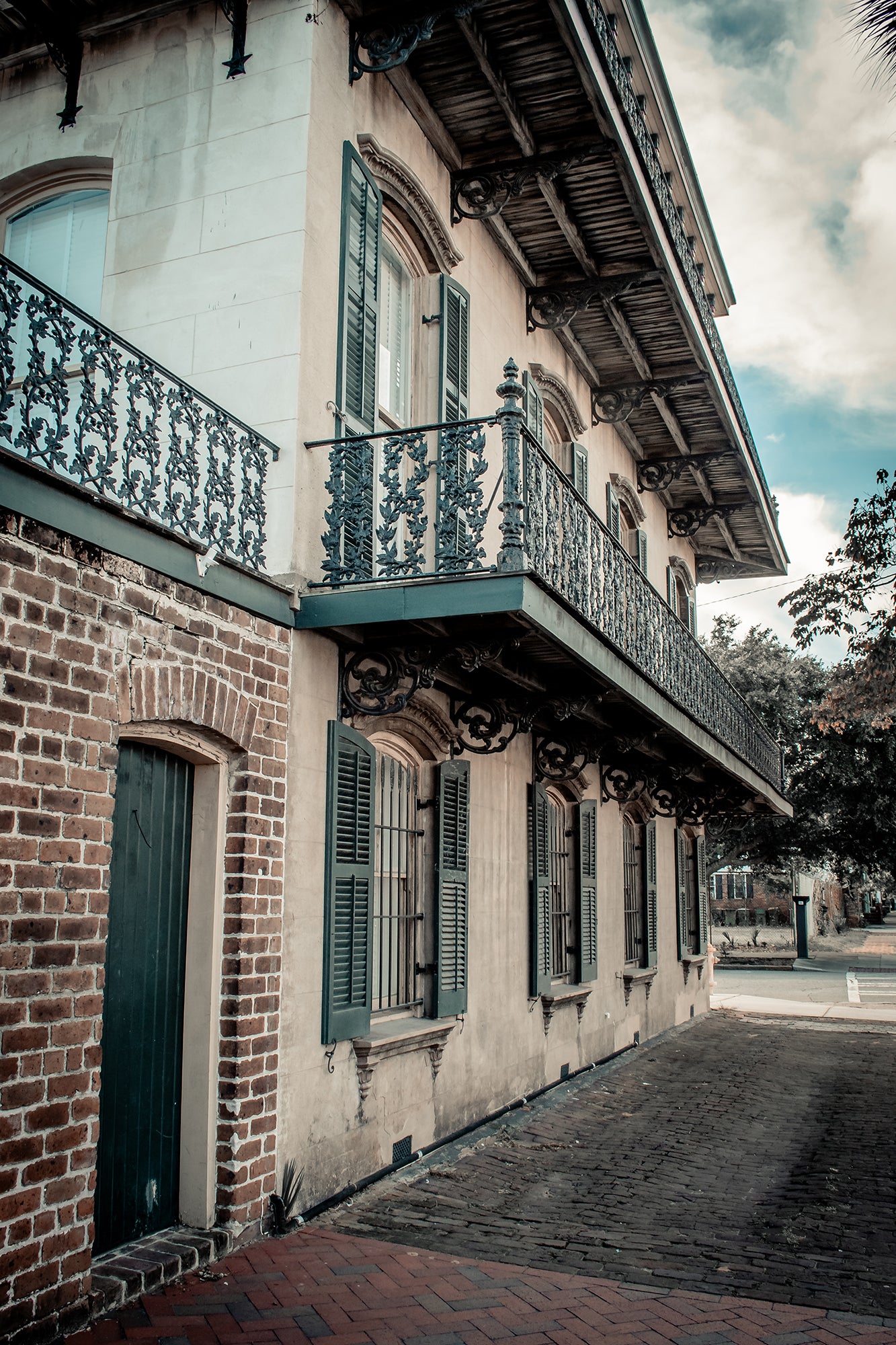 John Rourke House Wrought Iron Balcony Savannah GA Loose Wall Art Print