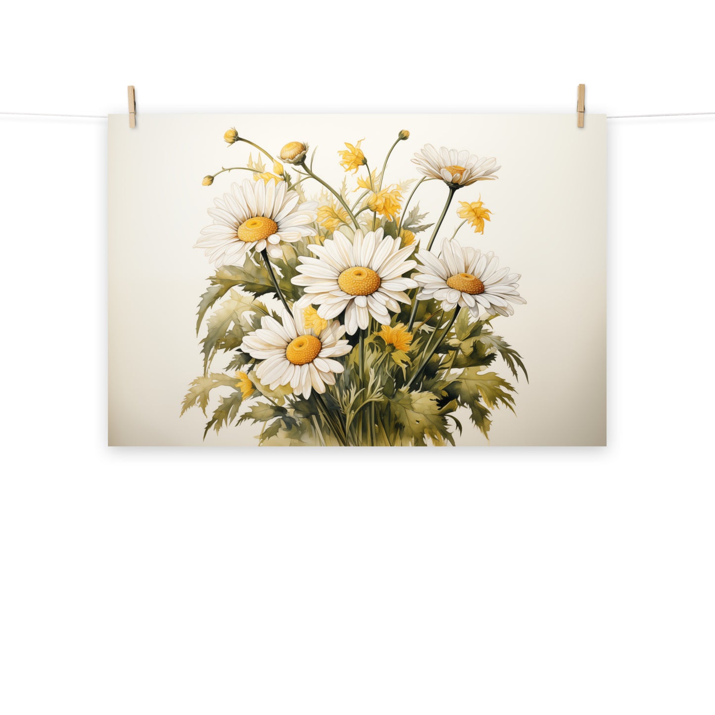Large Floral Art Prints: A Symphony of Blooms Daisies Watercolor Painting - Digital Artwork Loose Print