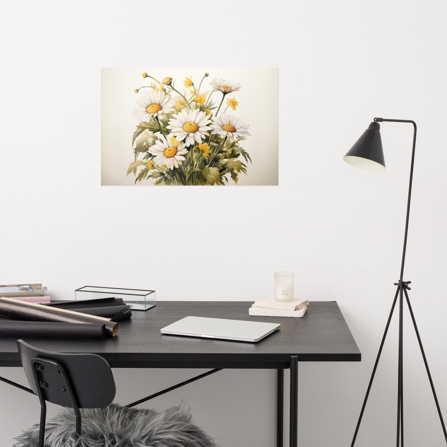 Large Floral Artwork: A Symphony of Blooms Daisies Watercolor Painting - Digital Artwork Loose Print