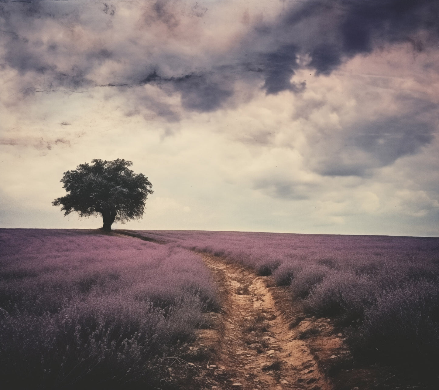 Lavender Dreamscape Minimal Floral Botanical Retro Subdued Photorealism - Digital Artwork Loose Art Print