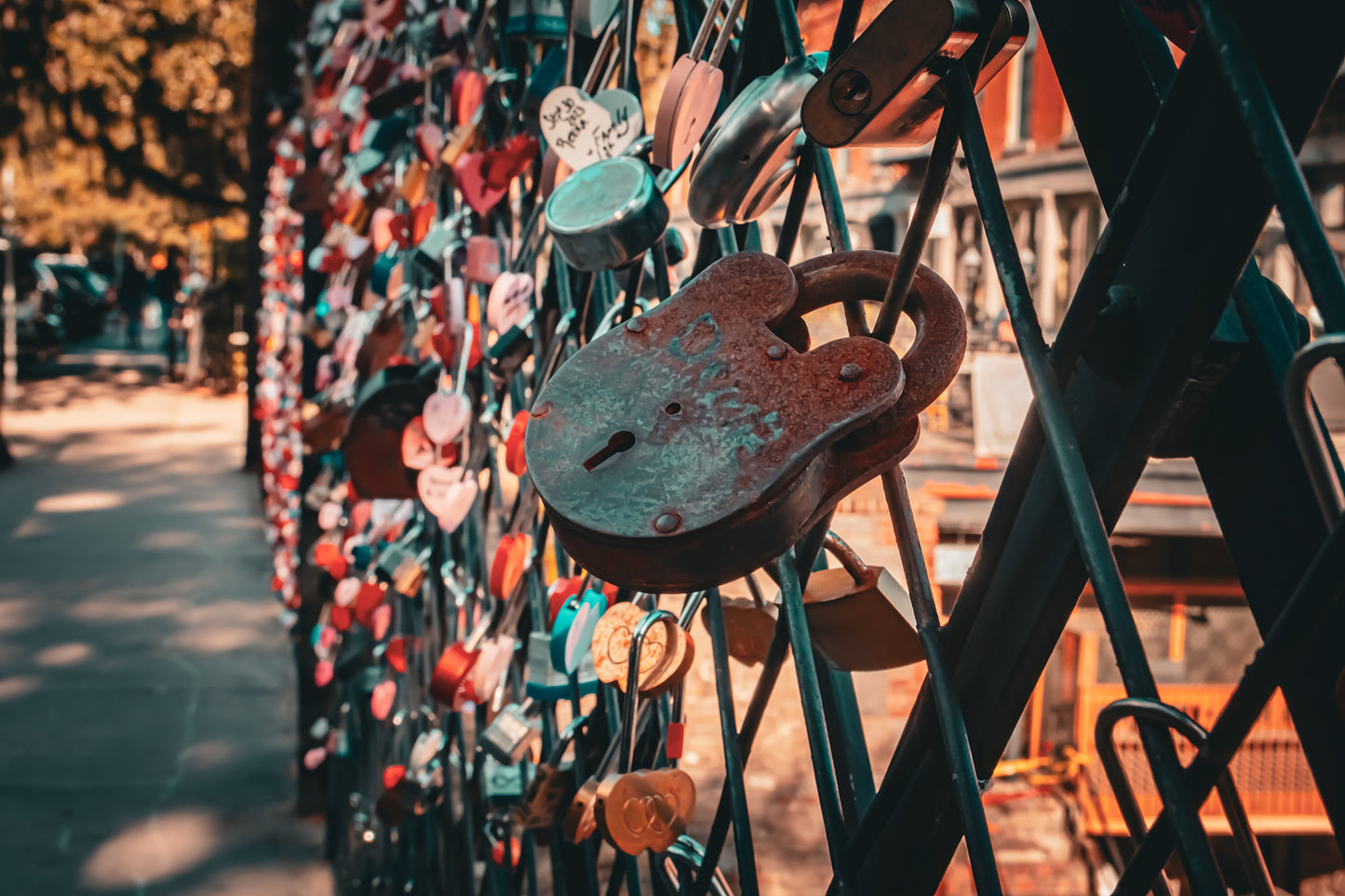Architectural / Industrial / Cityscape Abstract Decor Love Lock Bridge River Street Savannah Ga Loose Wall Art Print