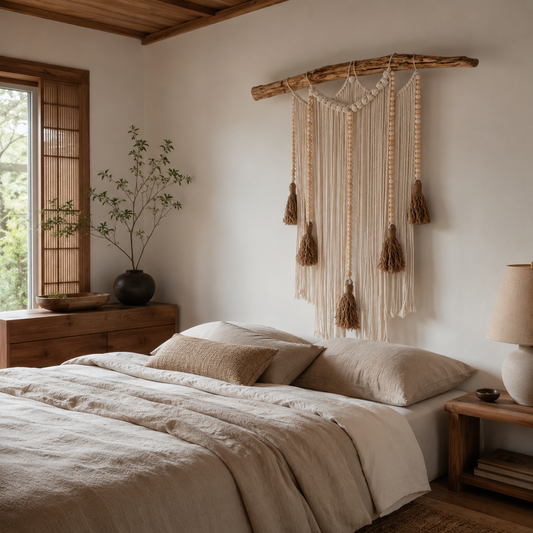 Macrame Wall Hanging Large Boho Wall Decor Handmade Tapestry Bohemian Home Accent Woven Fiber Art Neutral (12)
