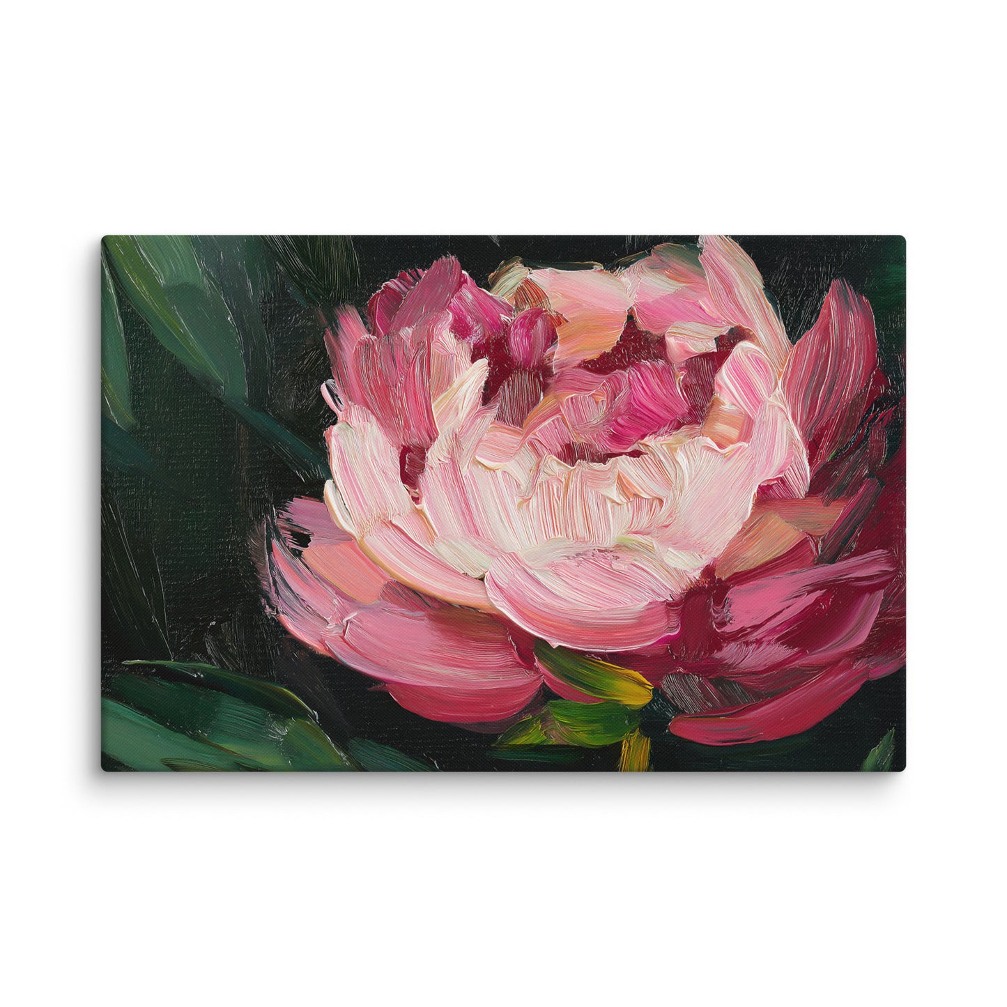 Midnight Magenta Digital Artwork Oil Painting Pink Peony Print Canvas Wall Art