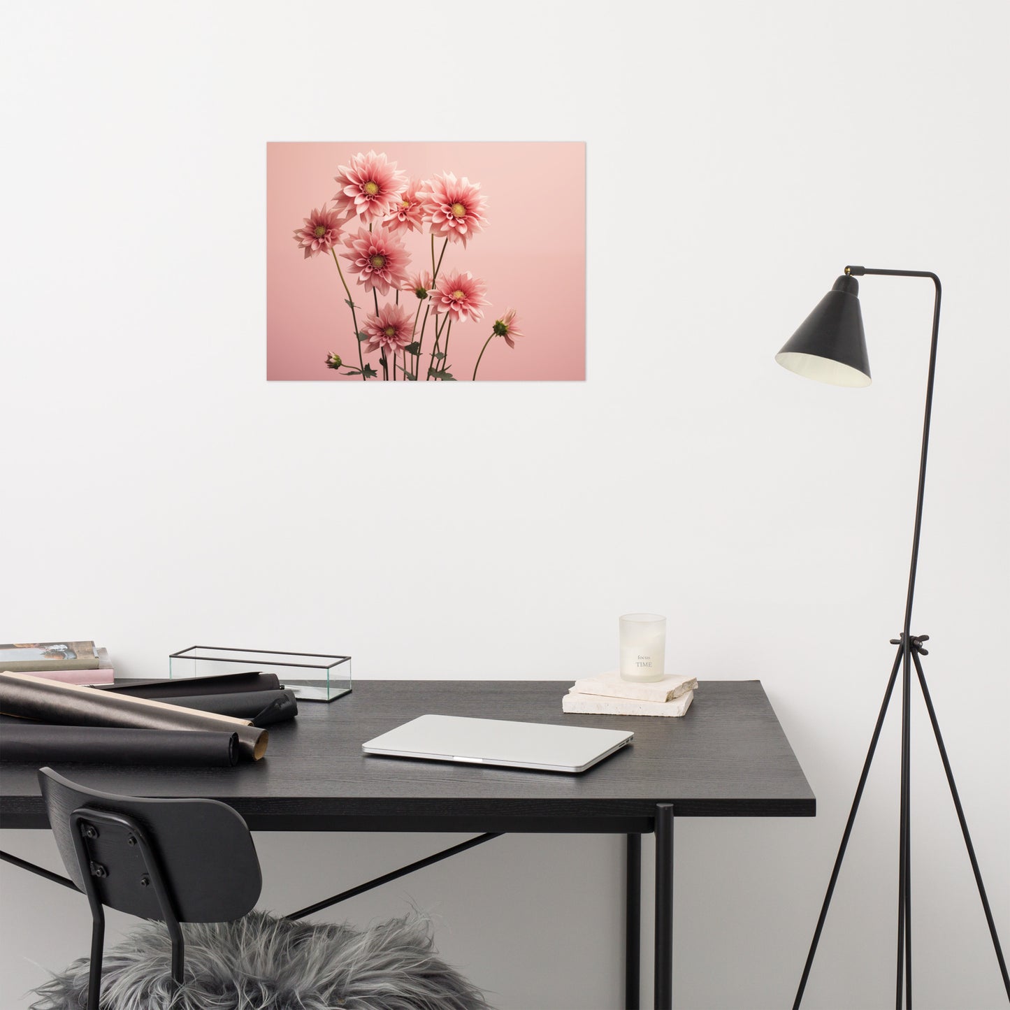 Minimalist Floral Wall Art: A Timeless Bloom Blush Flowers Photorealism Painting - Digital Artwork Loose Print