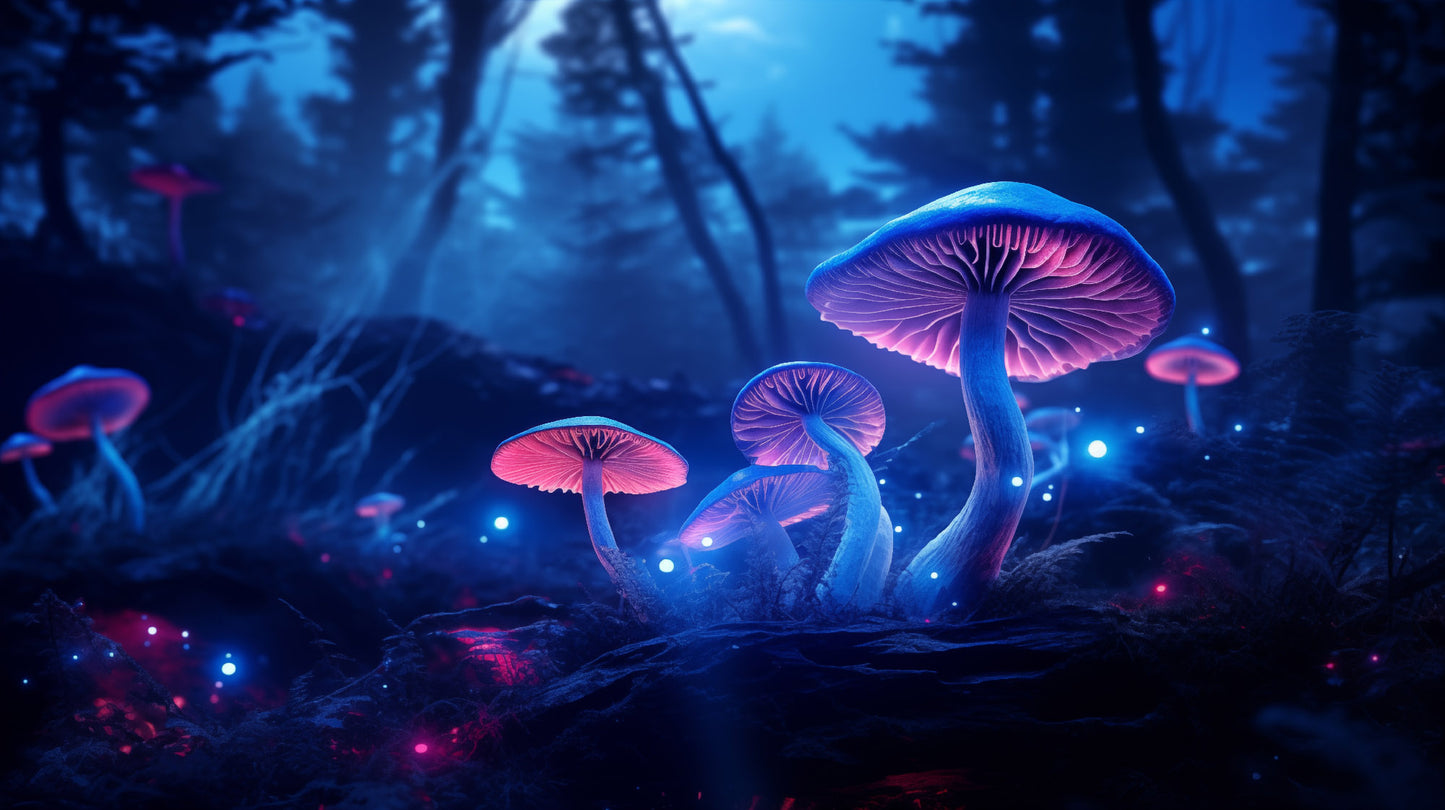 Amazing Surreal Art: "Nature's Nightlight Mushrooms" - Abstract / Minimal / Modern / Botanical Print