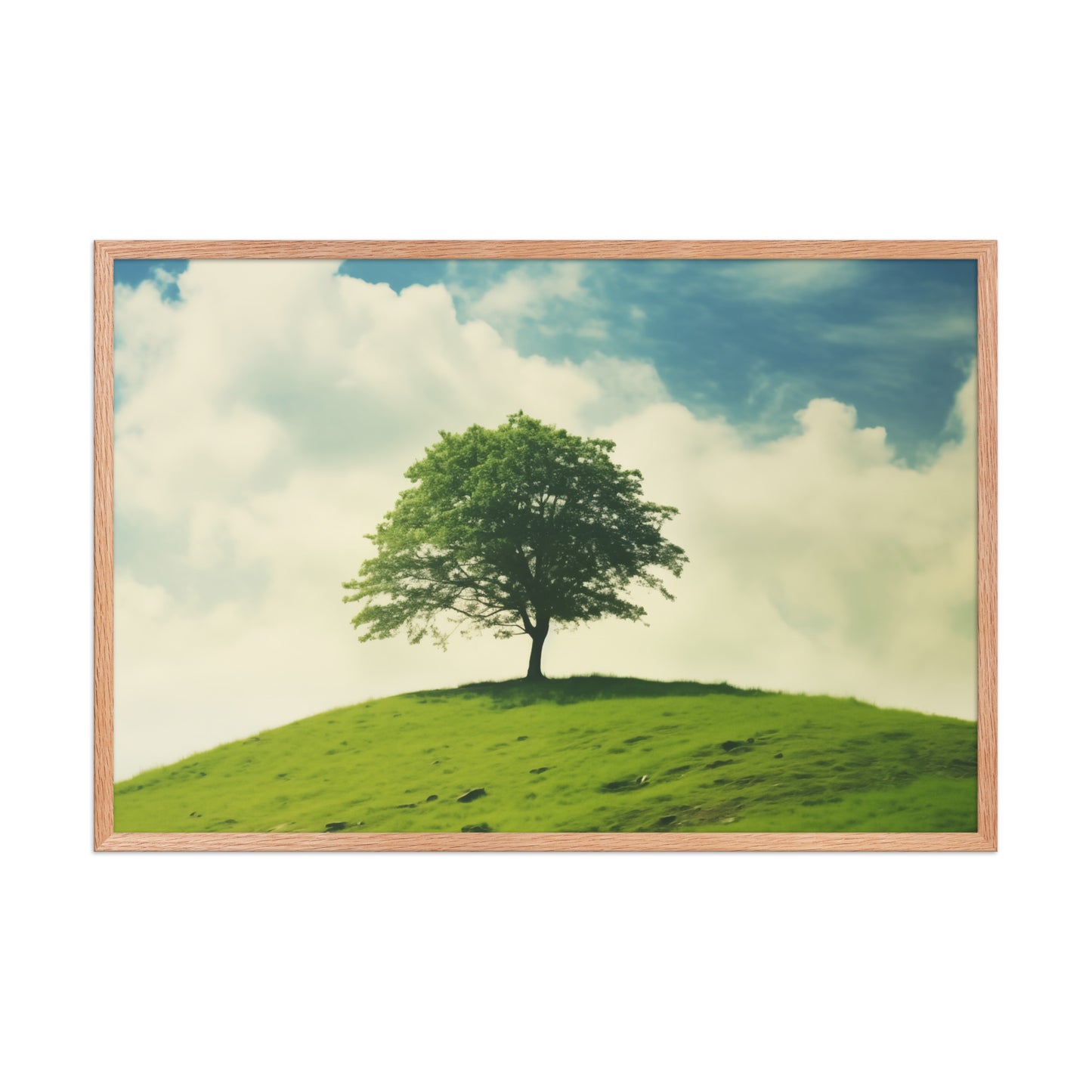 Nature's Majesty Minimal Botanical Retro Subdued Photorealistic Digital Artwork Frame Natural Wood