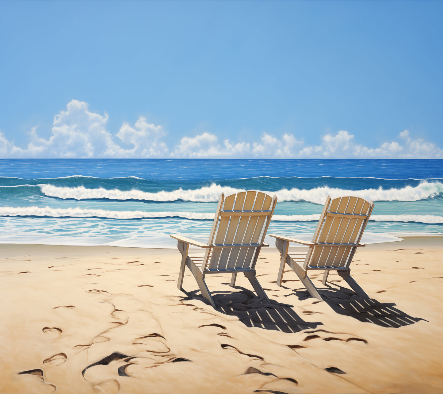 Ocean Beach Prints: A Pair in Paradise Photorealism - Digital Artwork Loose Art Print