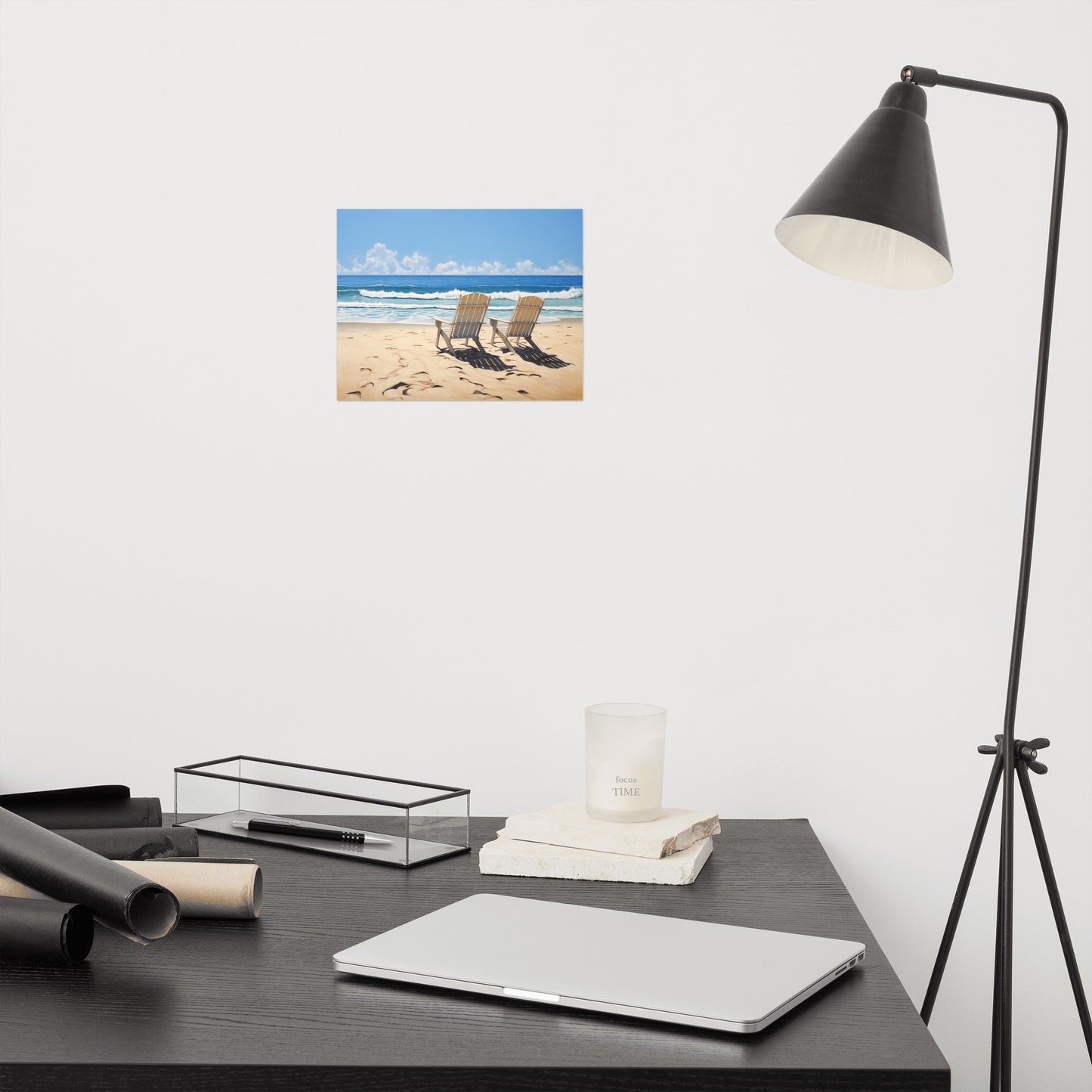 Ocean Beach Wall Art: A Pair in Paradise Photorealism - Digital Artwork Loose Art Print