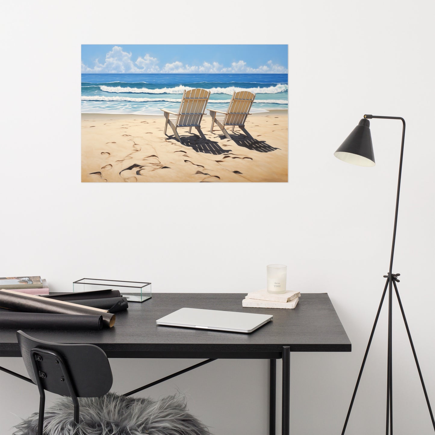 Ocean Coastal Wall Art: A Pair in Paradise Photorealism - Digital Artwork Loose Art Print