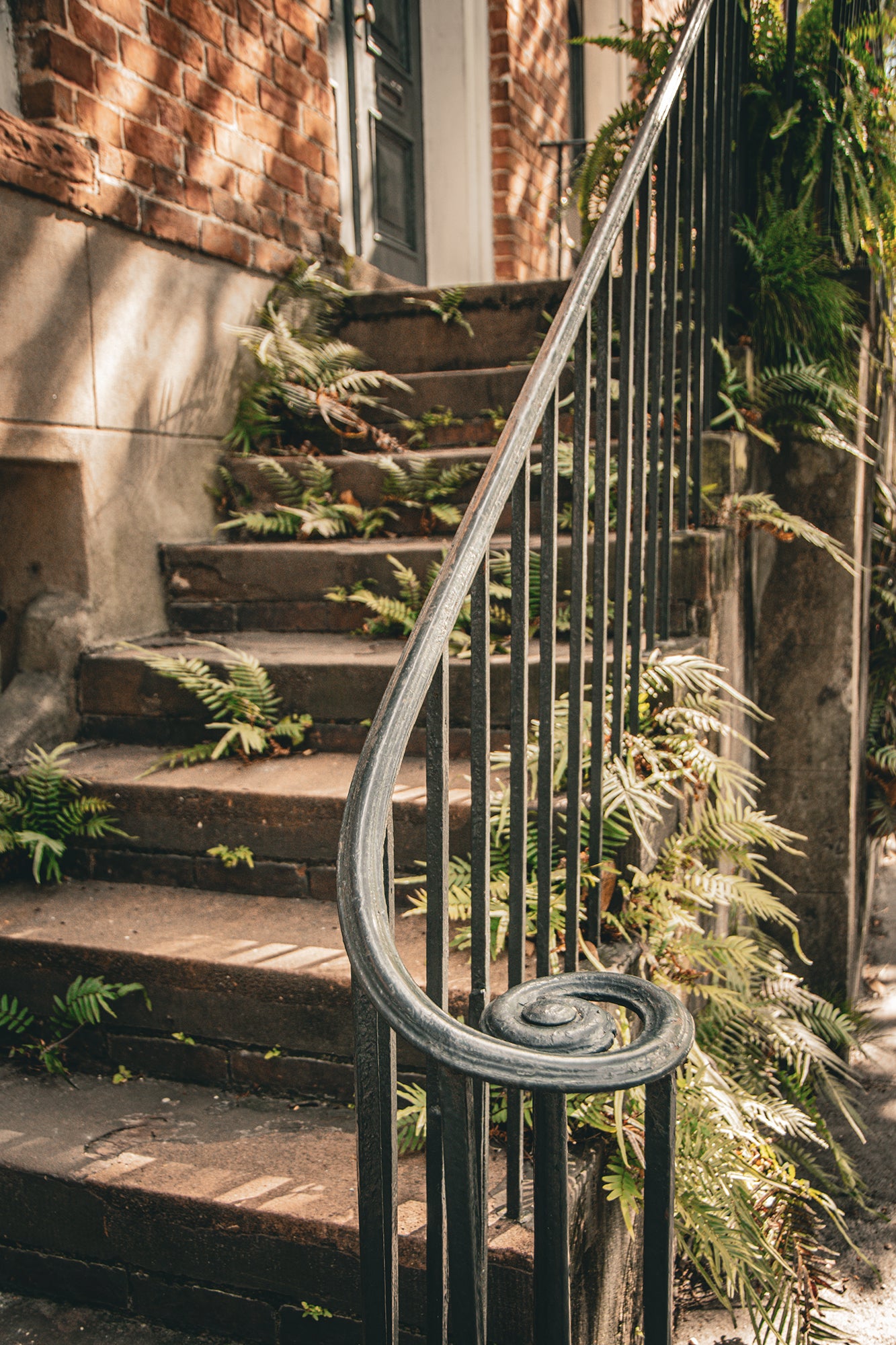 Old Stone Stairs And Cast Iron Banister Savannah GA Canvas Wall Art Prints