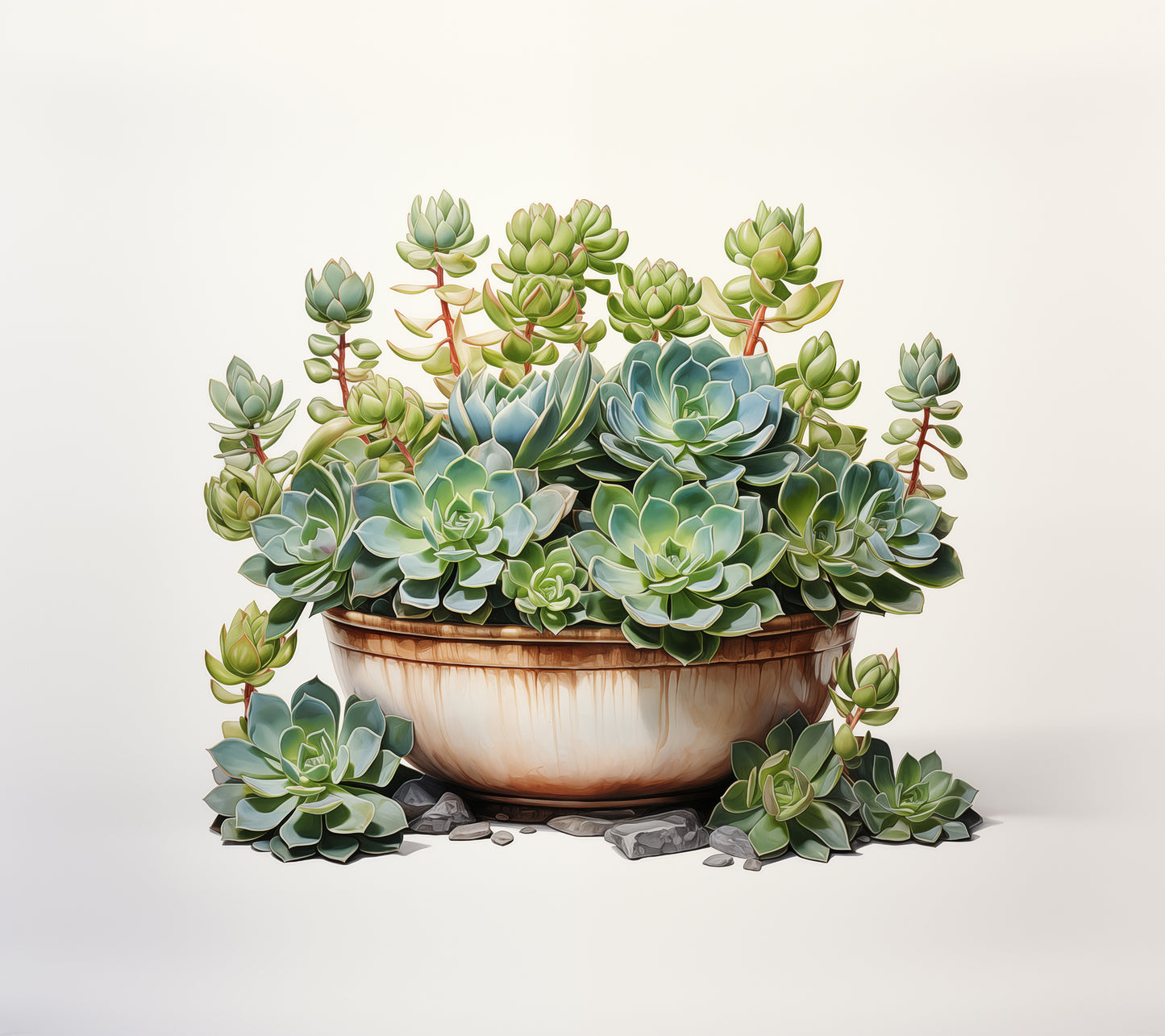 Over Headboard Wall Decor: A Watercolor Oasis Succulent Watercolor Painting - Digital Artwork Loose Print