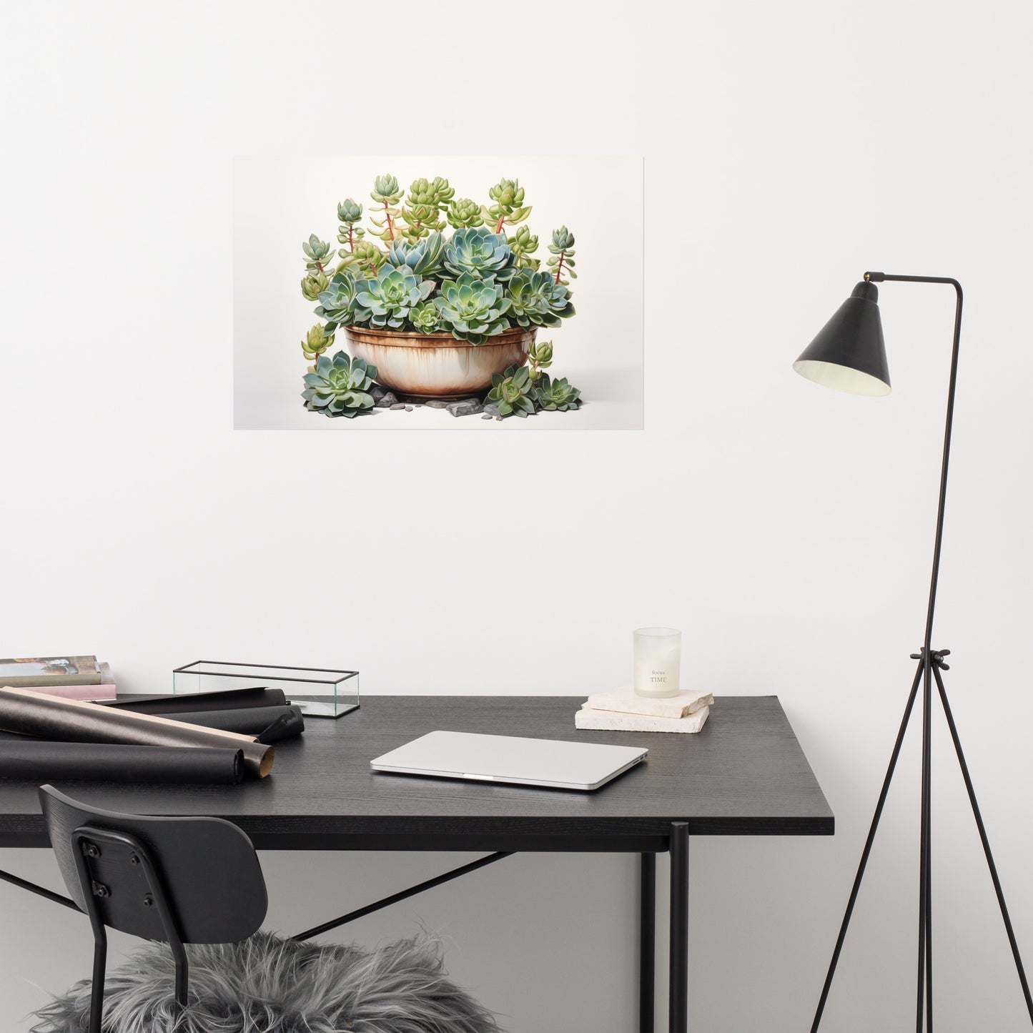 Over The Bed Artwork: A Watercolor Oasis Succulent Watercolor Painting - Digital Artwork Loose Print