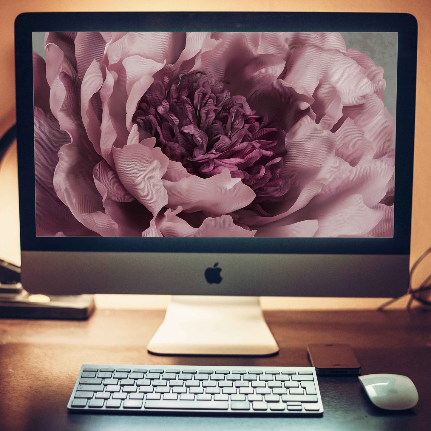 Painted Grace Floral Digital Artwork Pink Peony Modern Botanical Art Wallpaper for Computer Monitors, TVs, and Laptop Screens
