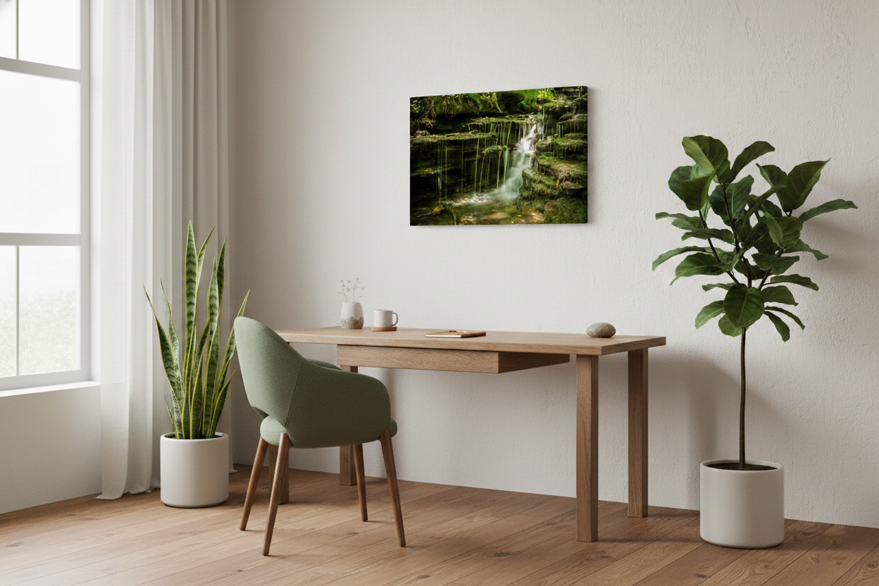 Pixley Falls Rustic Landscape Photograph Canvas in Modern Organic Style Home Office