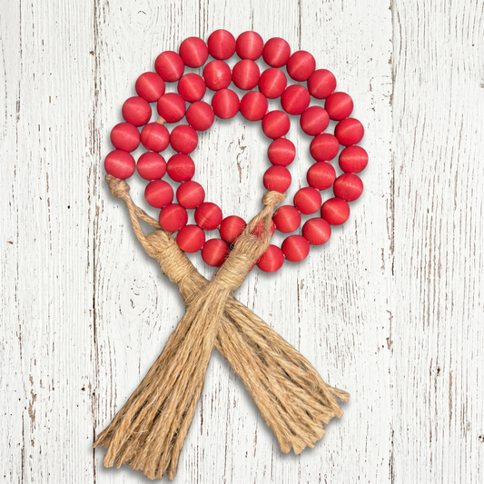 Scarlet Red Wood Bead Garland (2)
