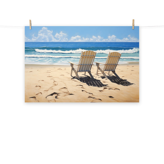 Seaside Posters And Prints: A Pair in Paradise Photorealism - Digital Artwork Loose Art Print