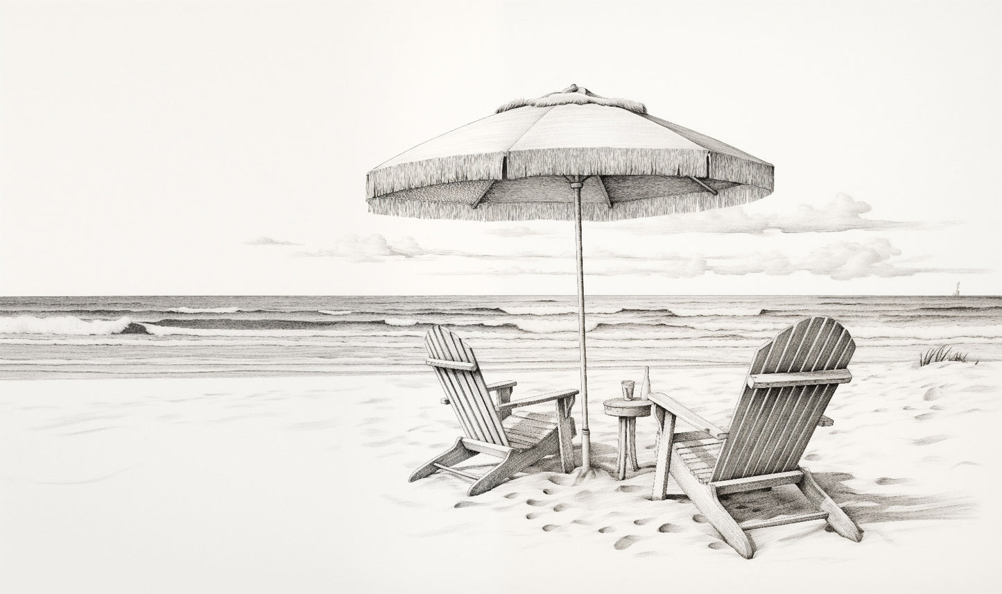 Serenity's Silence Pencil Sketch - Digital Artwork Loose Art Print