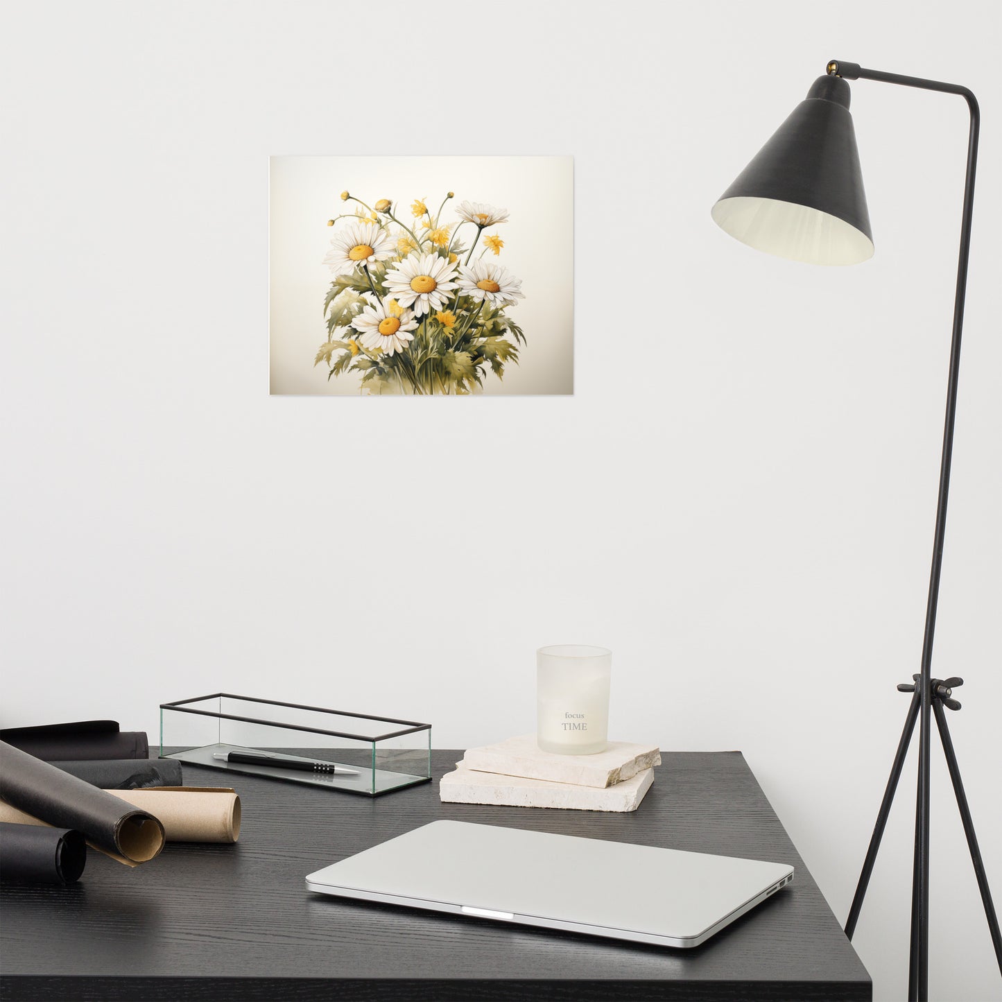 Small Floral Wall Art: A Symphony of Blooms Daisies Watercolor Painting - Digital Artwork Loose Print