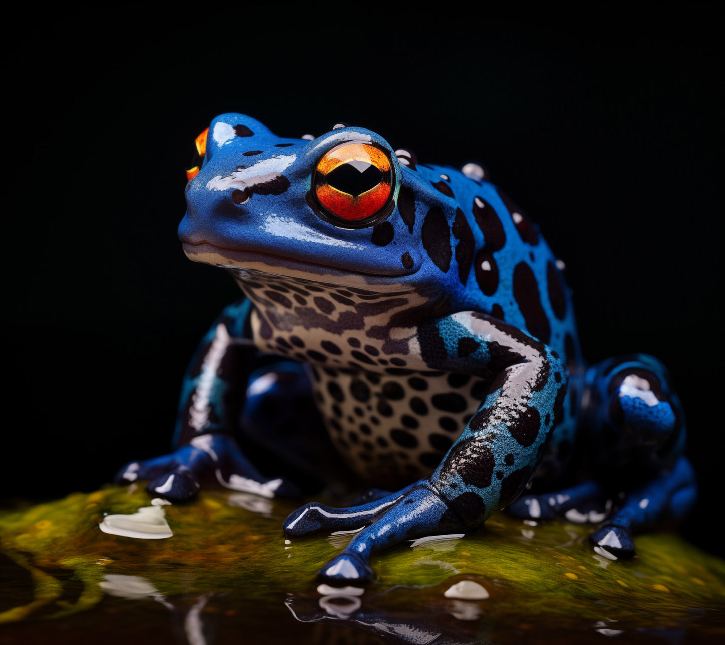 Speckled Stare Poison Dart Frog Close-up Photorealism - Digital Artwork Loose Art Print