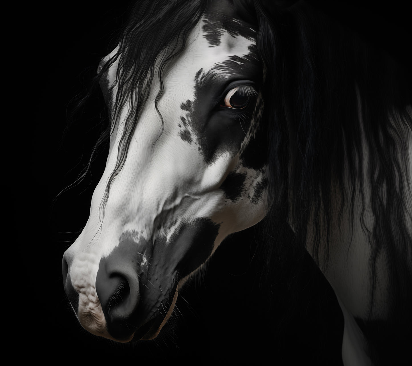 Stargazer Modern Horse Art Photorealism - Digital Artwork Loose Print