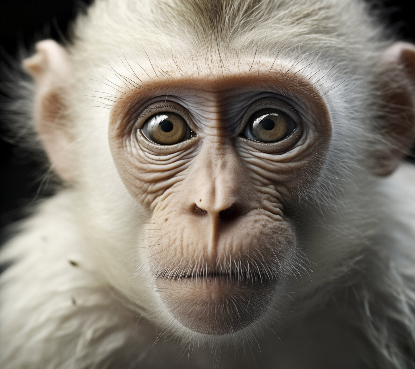 The Curious Gaze of a Monkey - Monkey Close-up Photorealism - Digital Artwork Loose Art Print