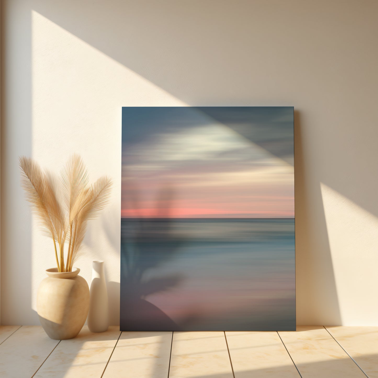 The Colors of Evening on the Beach Landscape Photograph in Coastal Rustic Room Setting