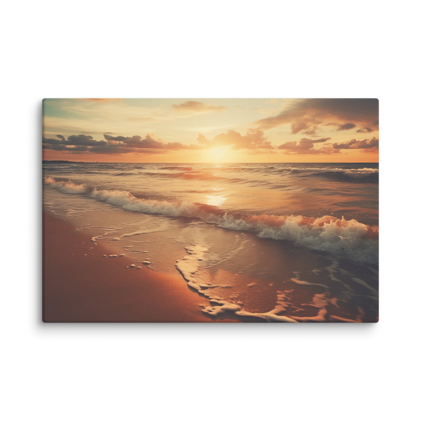 The Wave's Embrace Realism Digital Painting Beach Artwork Canvas Wall Art Print Extra Large