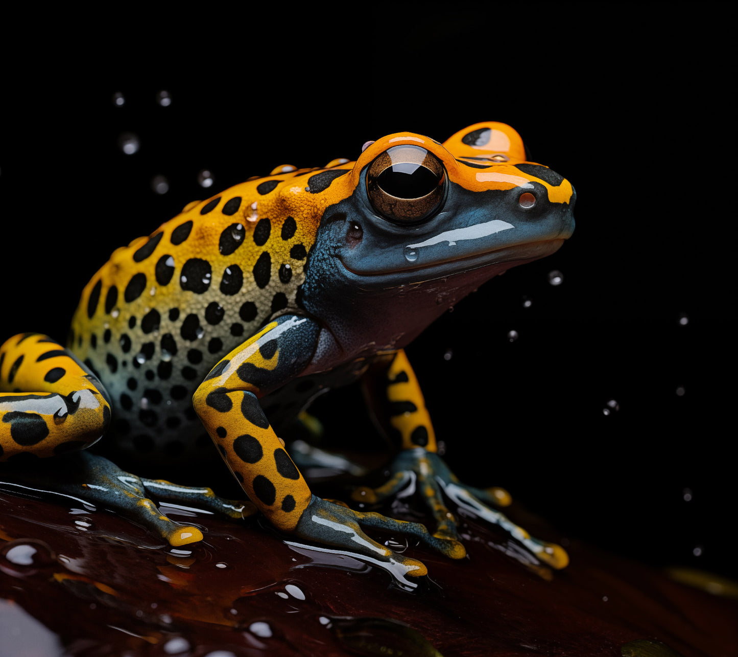 Vibrant Visitor Poison Dart Frog Close-up Photorealism - Digital Artwork Loose Art Print