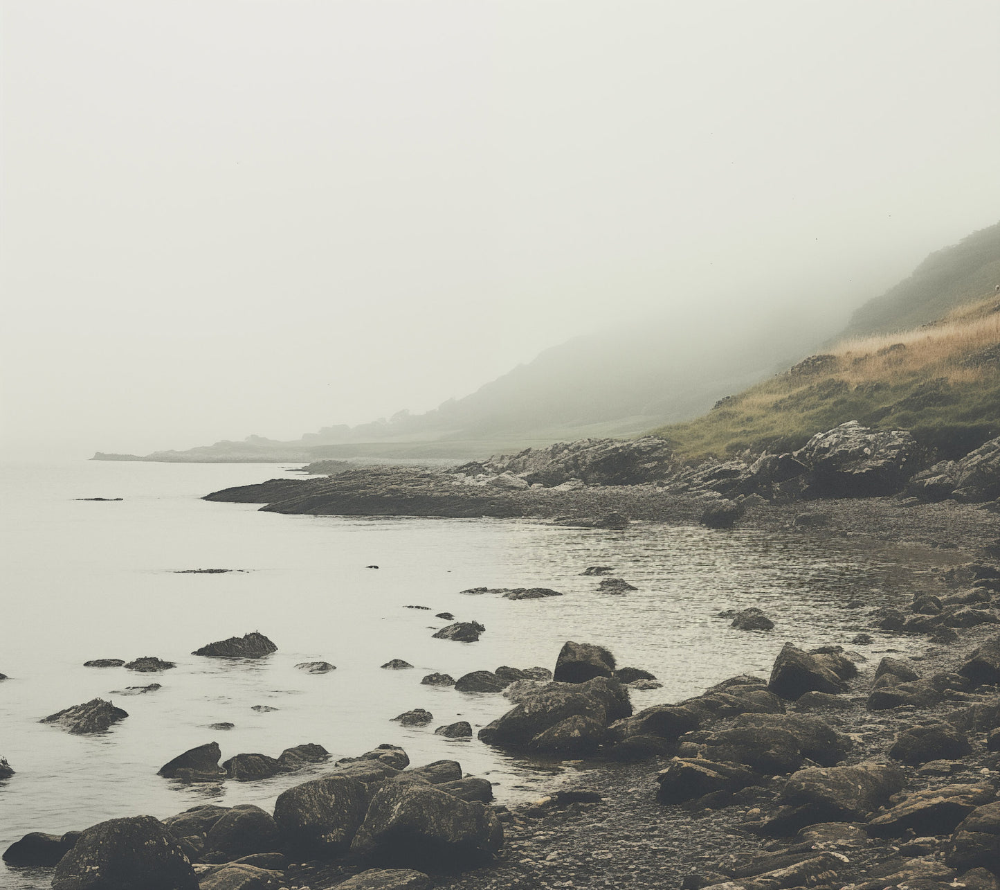 Vintage Coastline Subdued Retro Photorealism - Digital Artwork Loose Art Print