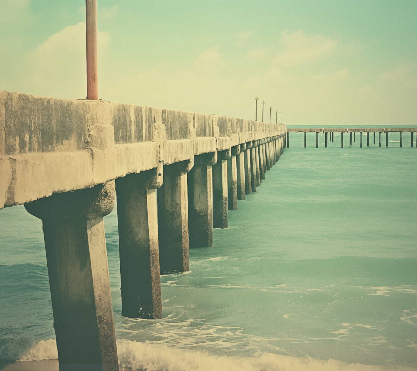 Vintage Paradise Subdued Retro Coastal Photorealistic Digital Artwork Loose Art Print