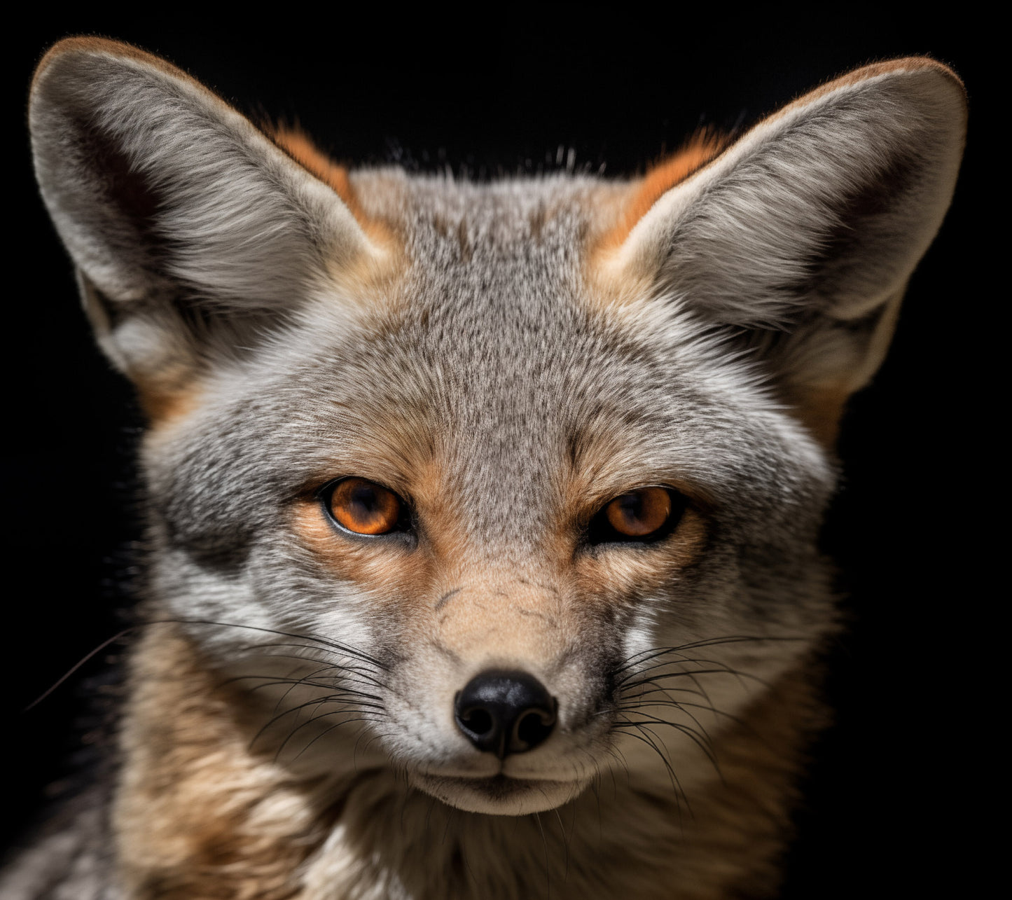 Vixen's Vigil Gray Fox Photorealism - Digital Artwork Loose Art Print