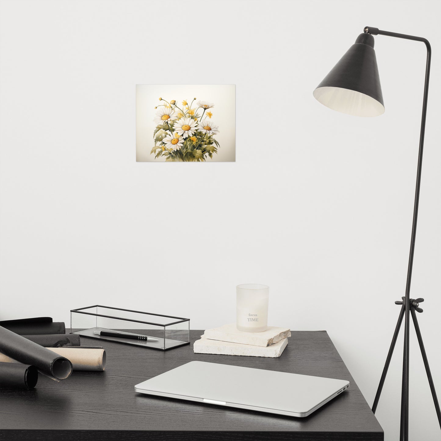 Wall Art Flowers Pictures: A Symphony of Blooms Daisies Watercolor Painting - Digital Artwork Loose Print