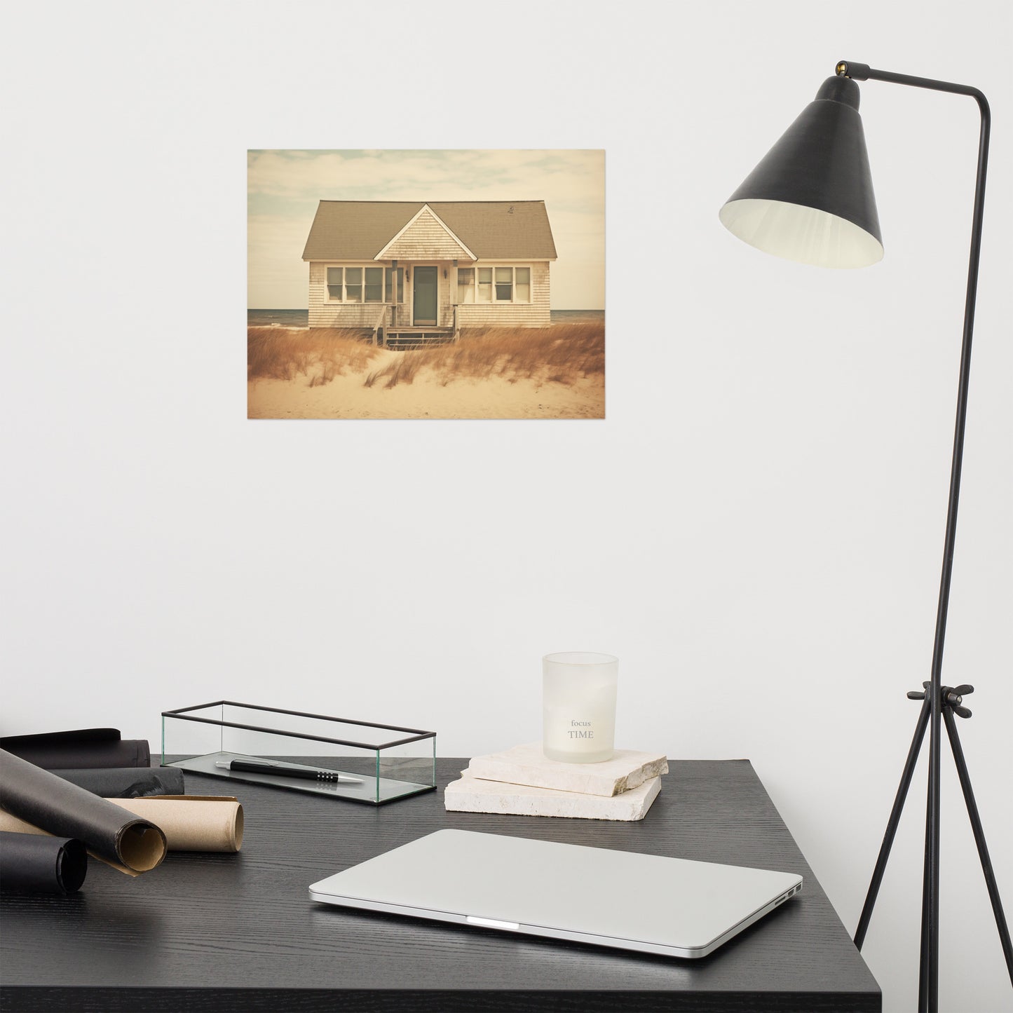Wall Art For Dining Area: Abandoned Beach House Subdued Retro Painting - Digital Artwork Loose Art Print