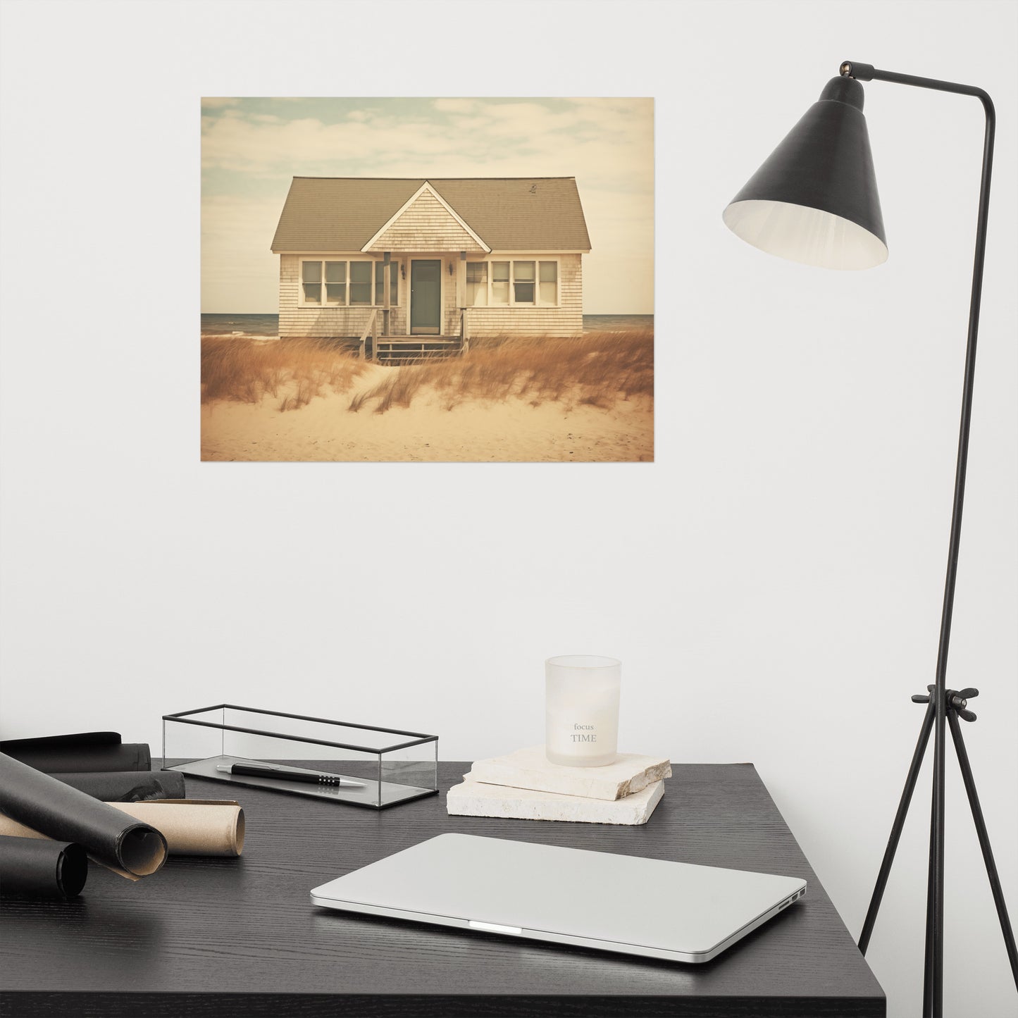 Wall Art For Dining Room And Kitchen: Abandoned Beach House Subdued Retro Painting - Digital Artwork Loose Art Print