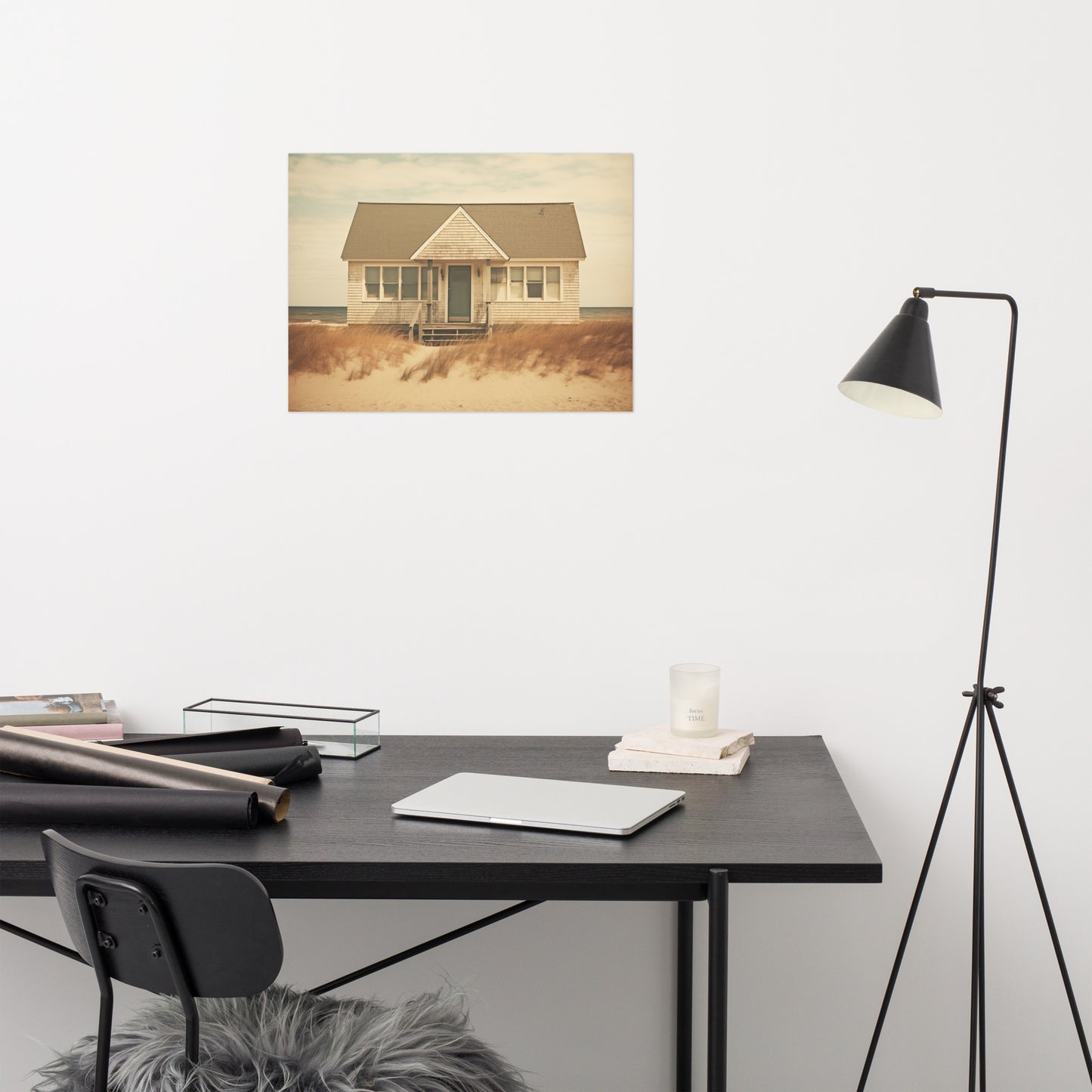 Wall Art For Kitchen And Dining Room: Abandoned Beach House Subdued Retro Painting - Digital Artwork Loose Art Print