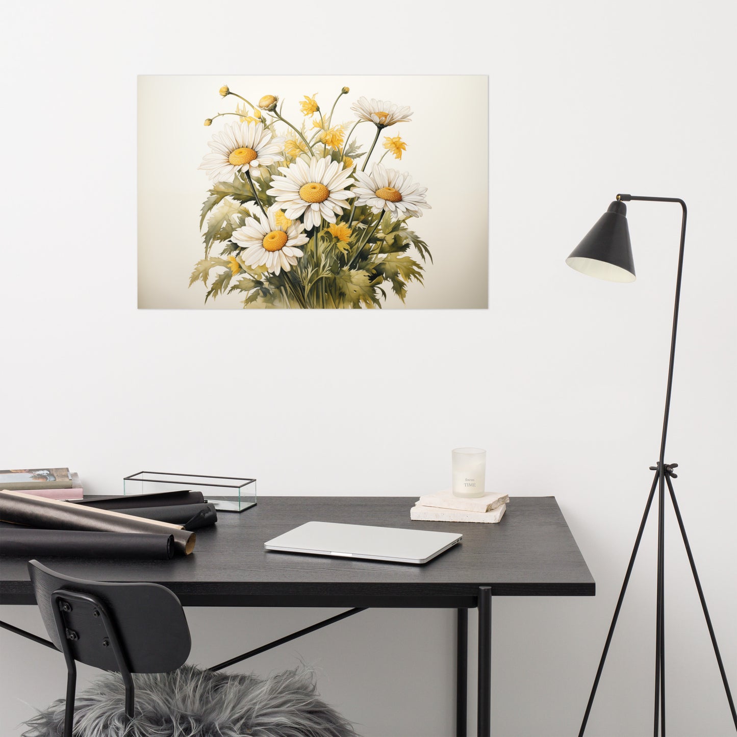 Wall Art Prints Flowers: A Symphony of Blooms Daisies Watercolor Painting - Digital Artwork Loose Print