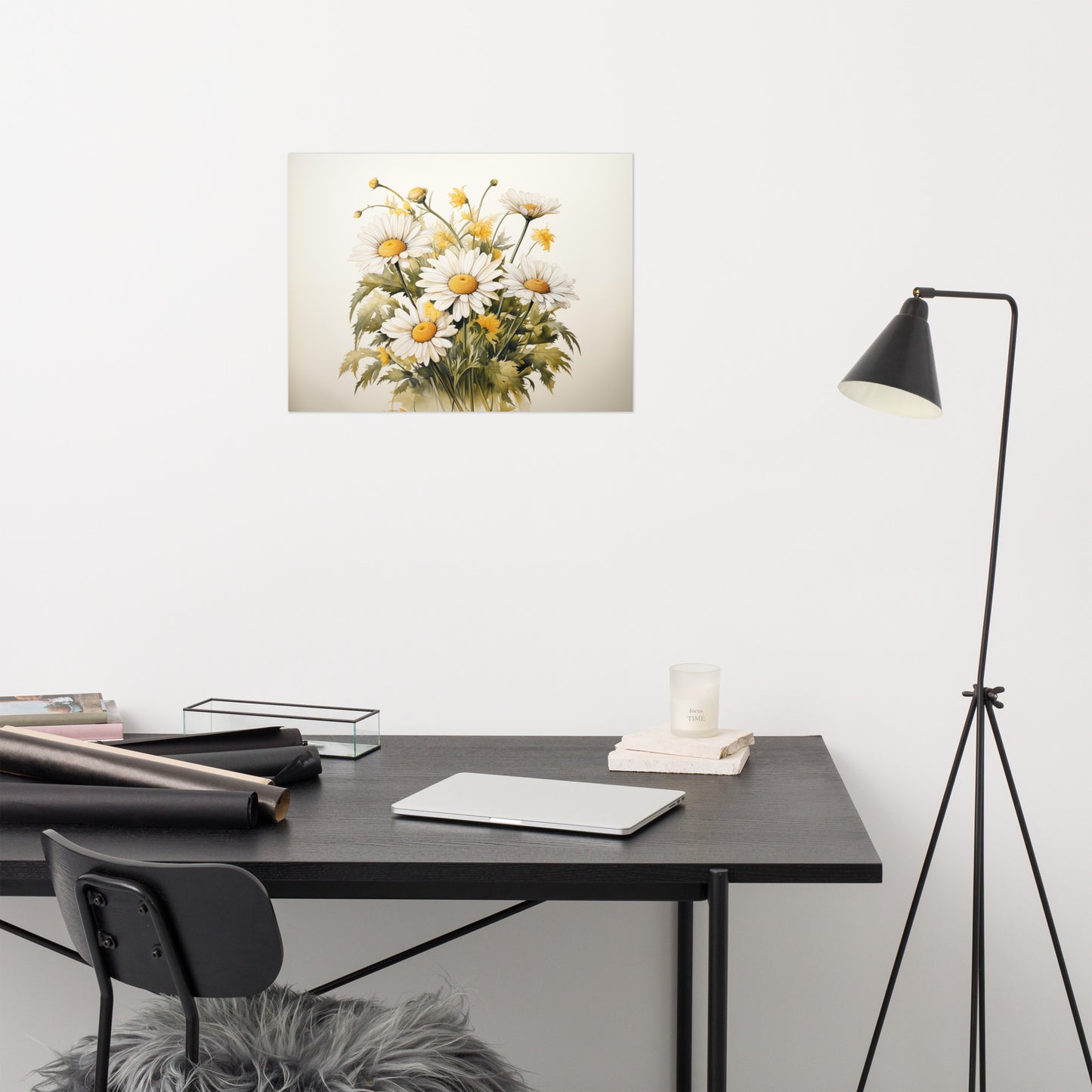 Wall Flower Print: A Symphony of Blooms Daisies Watercolor Painting - Digital Artwork Loose Print