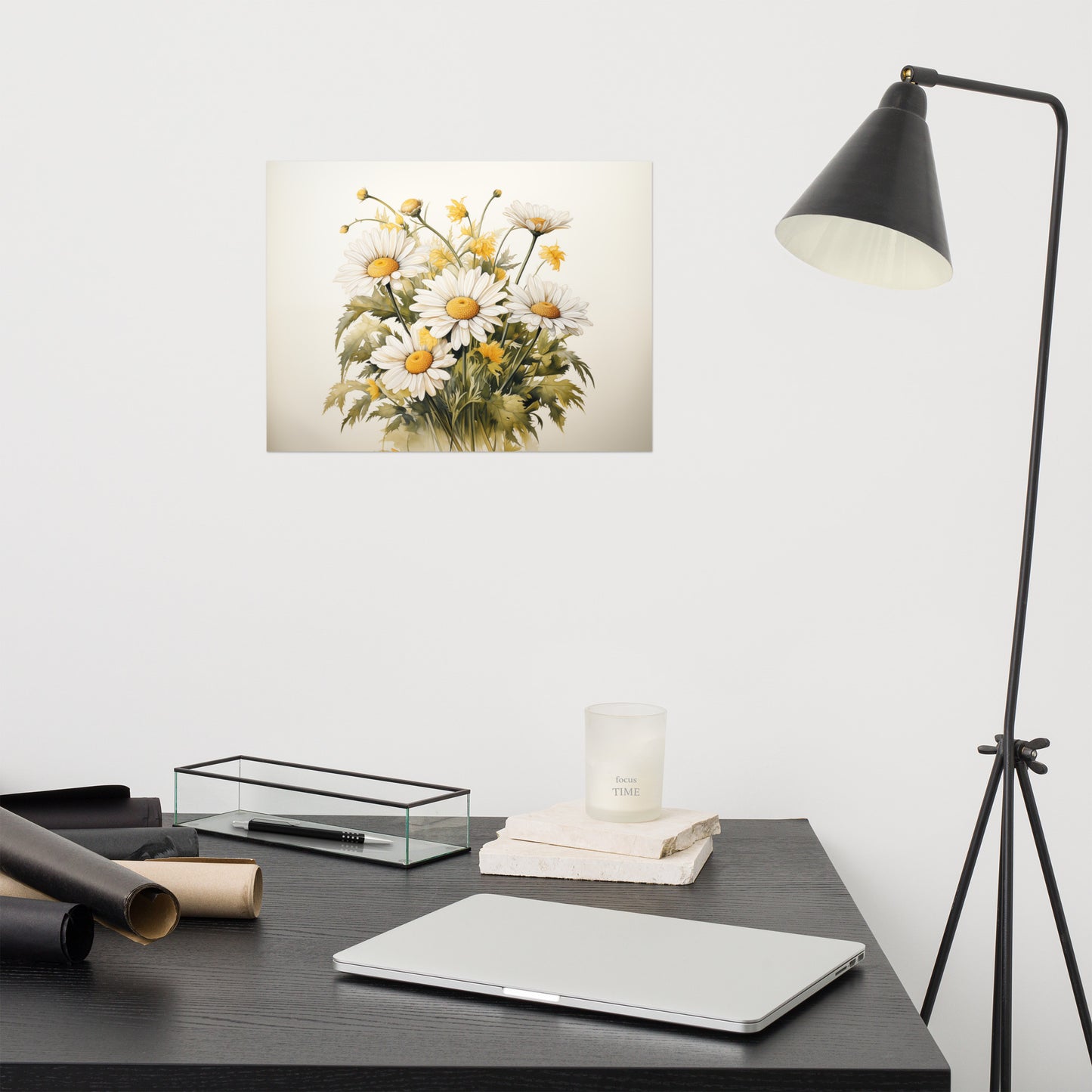 Wall Print Flower: A Symphony of Blooms Daisies Watercolor Painting - Digital Artwork Loose Print