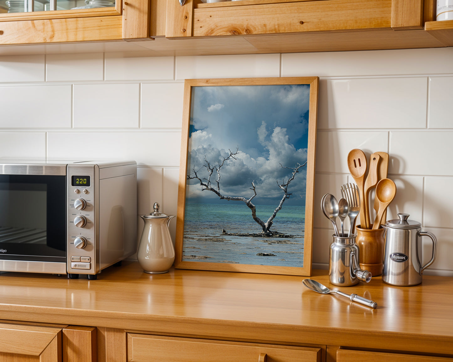 Wanderlust Traditional Color Coastal Landscape Photograph DIY Downloadable and Printable Wall Art Prints in Kitchen Setting
