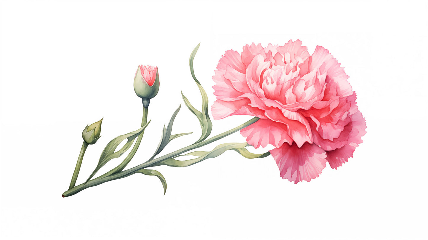 Watercolor Carnation Painting - Digital Artwork Loose Art Print
